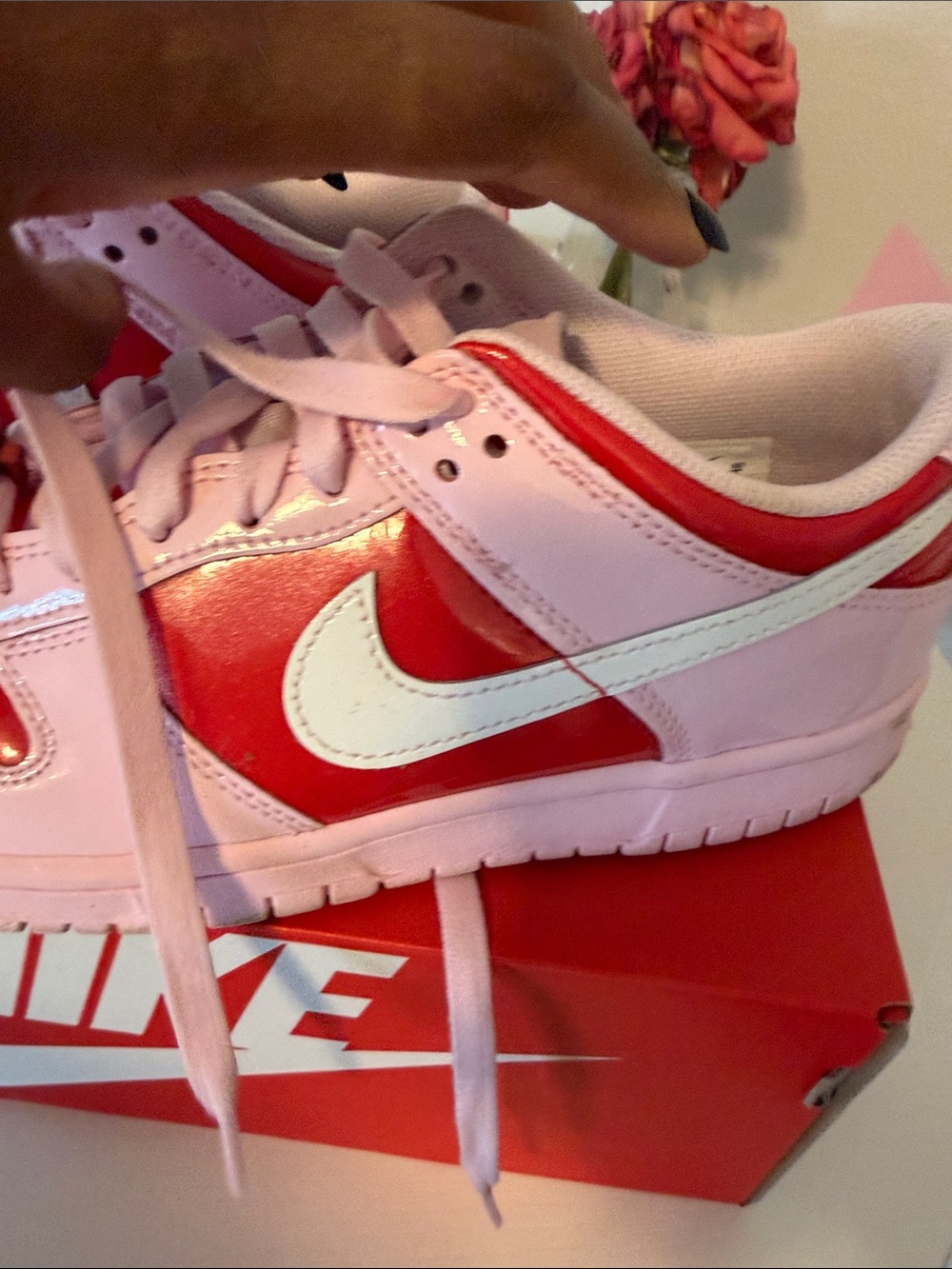Nike Dunks Kids Pink and Red Low-Top Sneakers - Picture 15 of 15